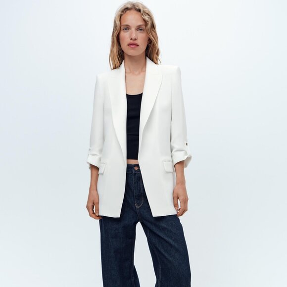 Zara Jackets & Blazers - NWT: ZARA WHITE BLAZER WITH TURN-UP CUFFS